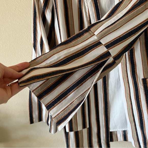 Prem the Label Striped Neutral Blazer Shorts Suit Set, size S - Picture 14 of 16